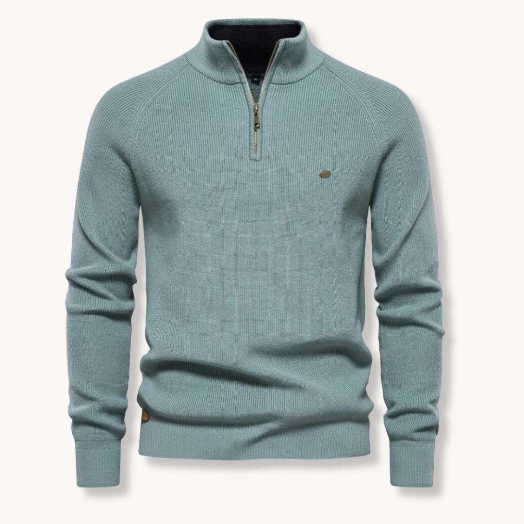 Men's Half-Zip Ribbed Knit Sweater