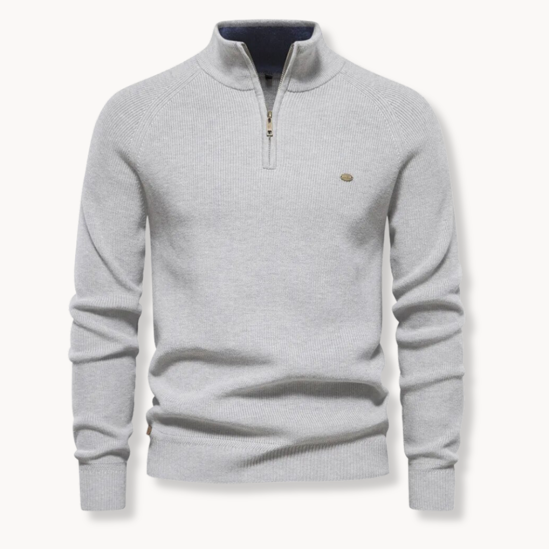 Men's Half-Zip Ribbed Knit Sweater