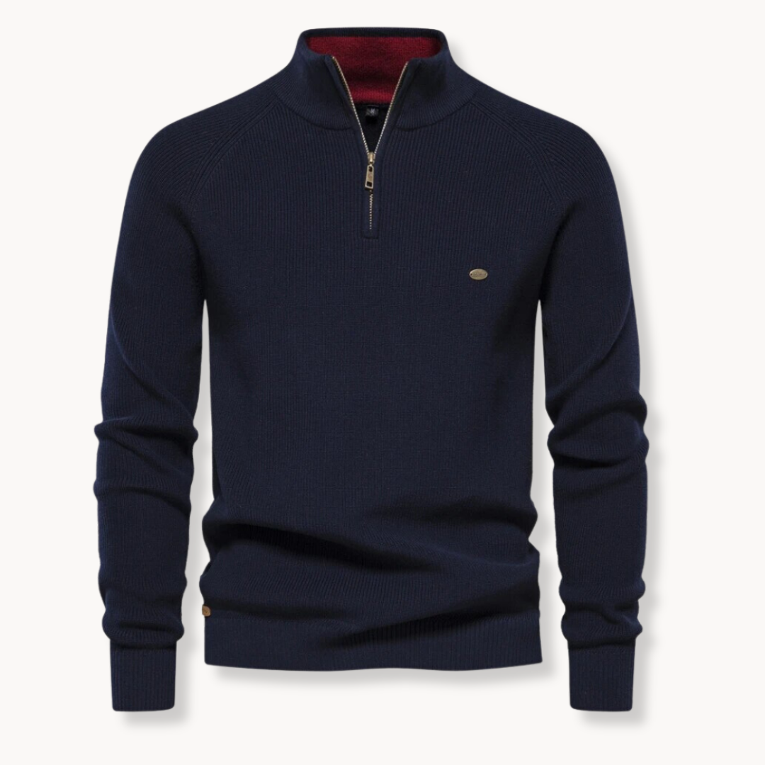 Men's Half-Zip Ribbed Knit Sweater