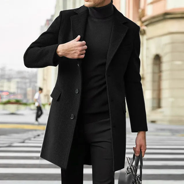 Men's Long Coat Single-Breasted Overcoat