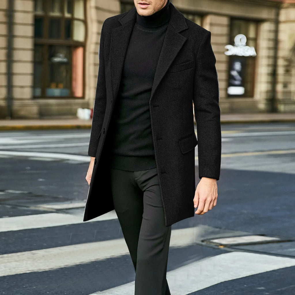 Men's Long Coat Single-Breasted Overcoat