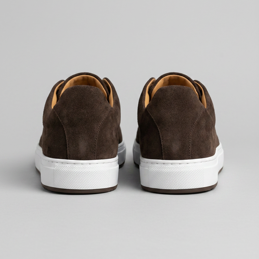 Men's Brown Suede Low-Top Trainers | Lace-Up Sneakers with White Rubber Sole