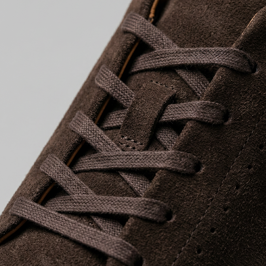 Men's Brown Suede Low-Top Trainers | Lace-Up Sneakers with White Rubber Sole