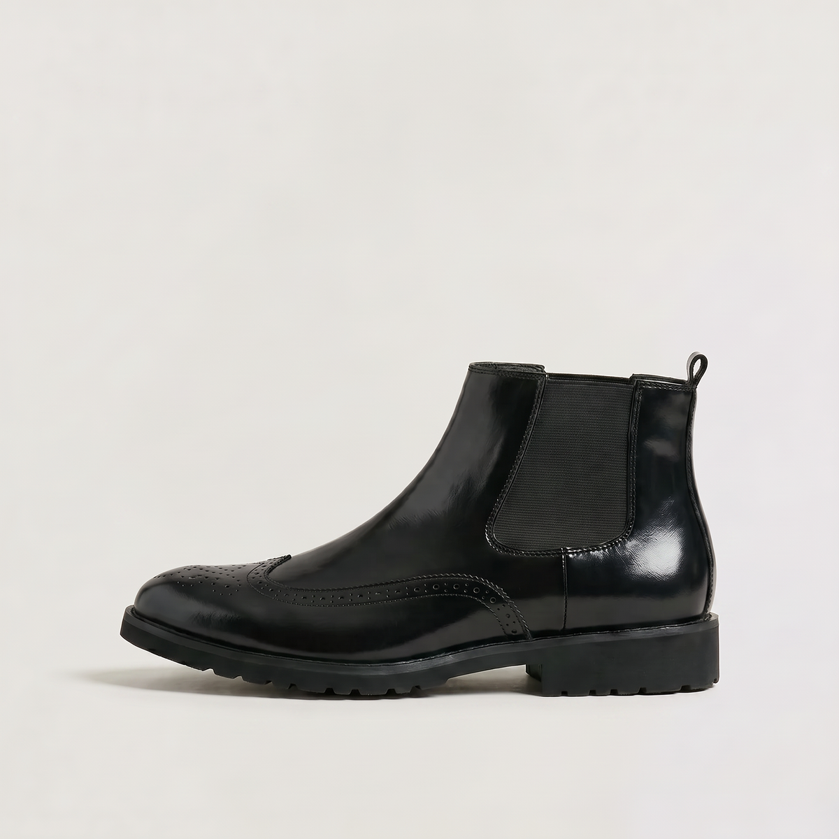 Men's Brogue Chelsea Boots with Slip-On Design
