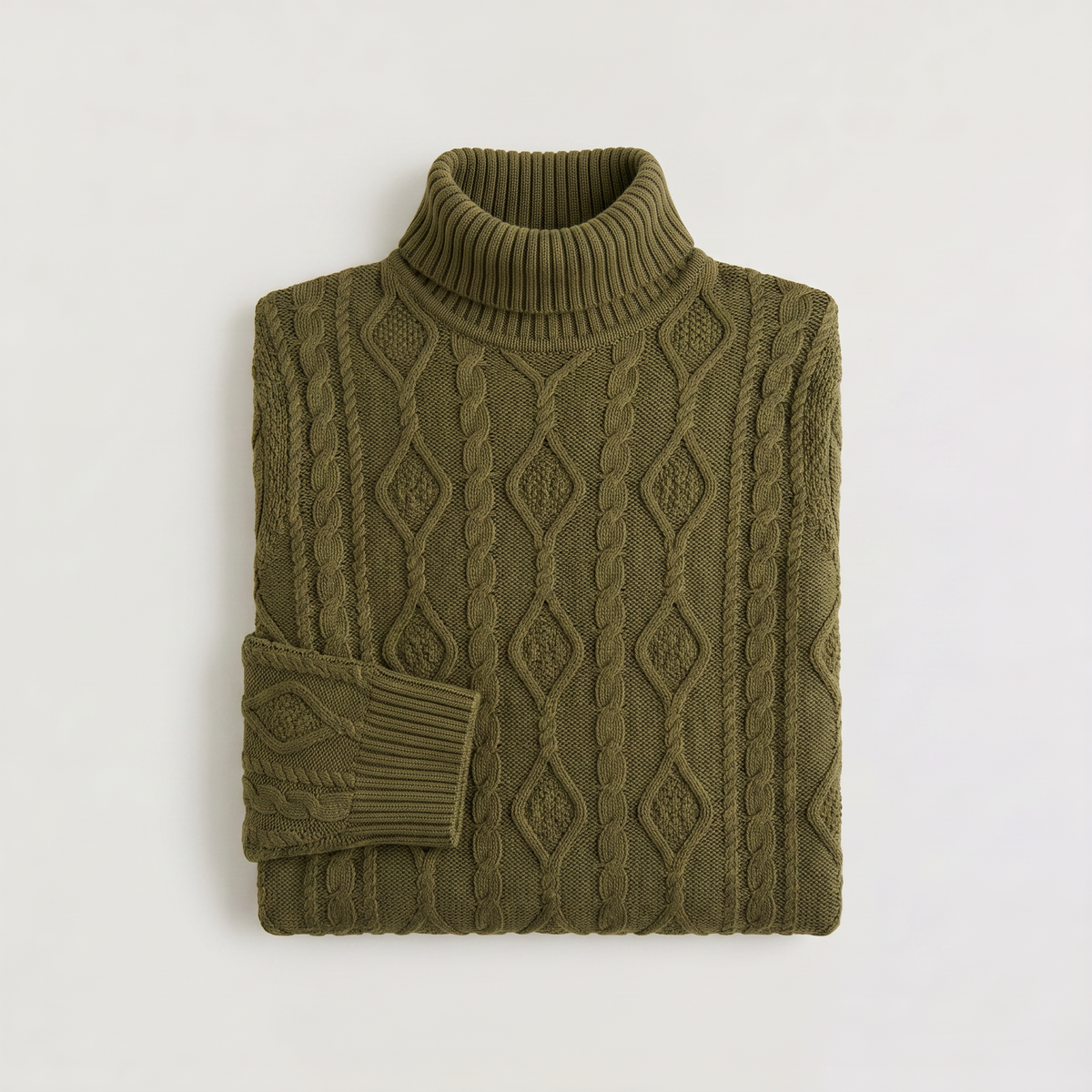 Men's Cable Knit Roll Neck Jumper