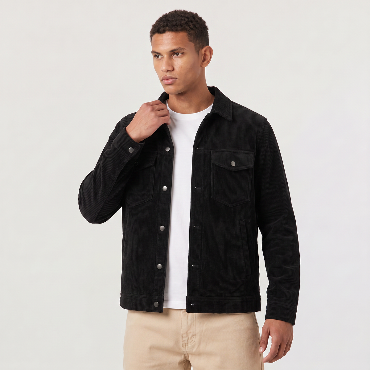 Men's Corduroy Overshirt with Button-Up Front