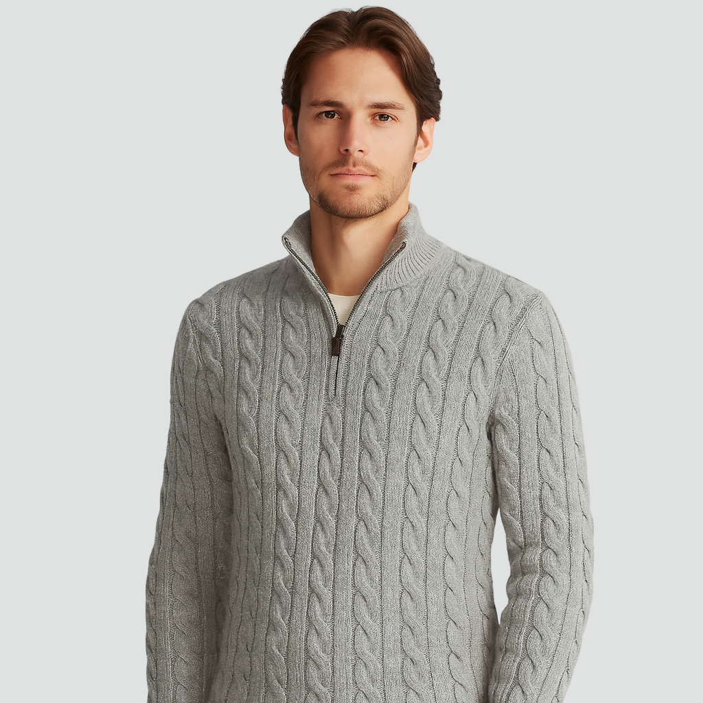 Men's Cable Knit Half-Zip Sweater