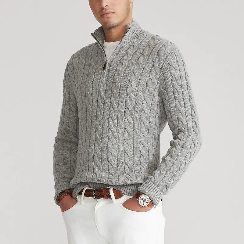 Men's Cable Knit Half-Zip Sweater