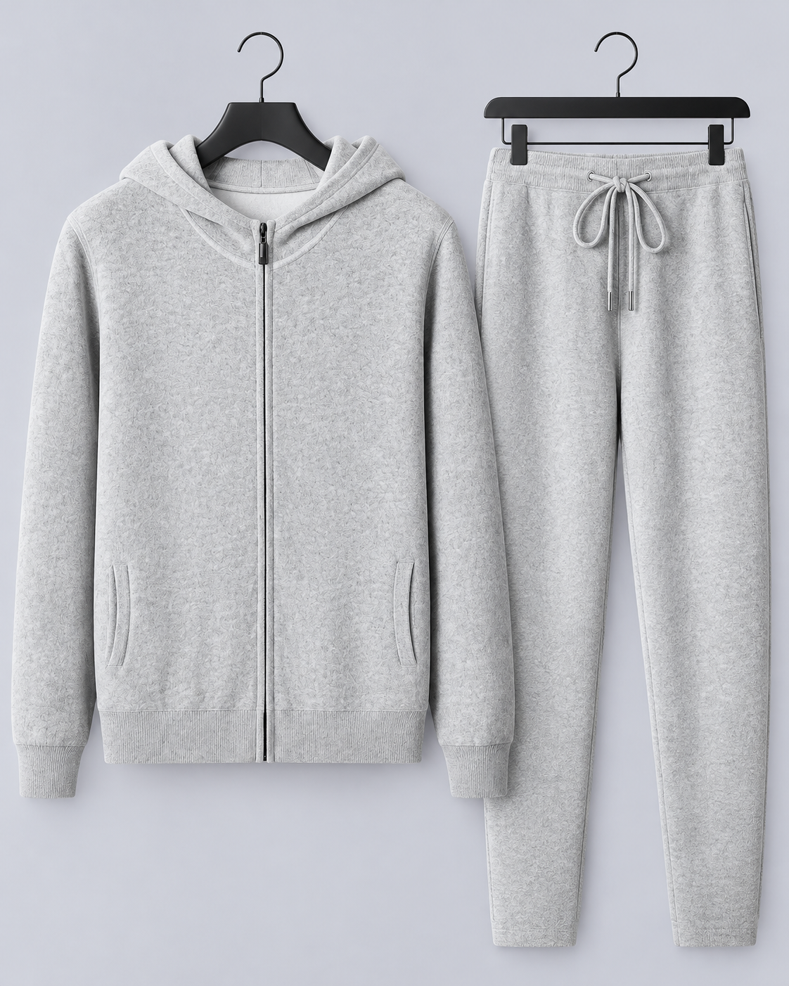 Men's 100% Cashmere Knitted Tracksuit with Hooded Zip Jacket and Contrast Trim