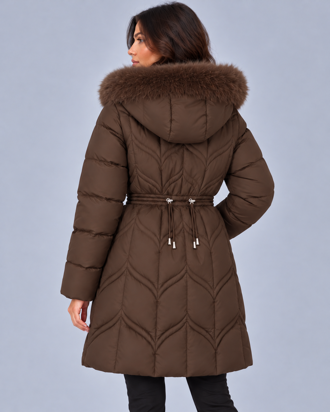 Women’s Faux Fur Hooded Puffer Coat | Quilted Drawstring Winter Parka Jacket