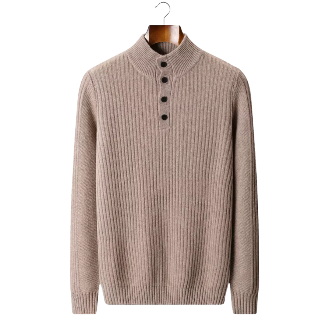 Ribbed Wool Henley Sweater
