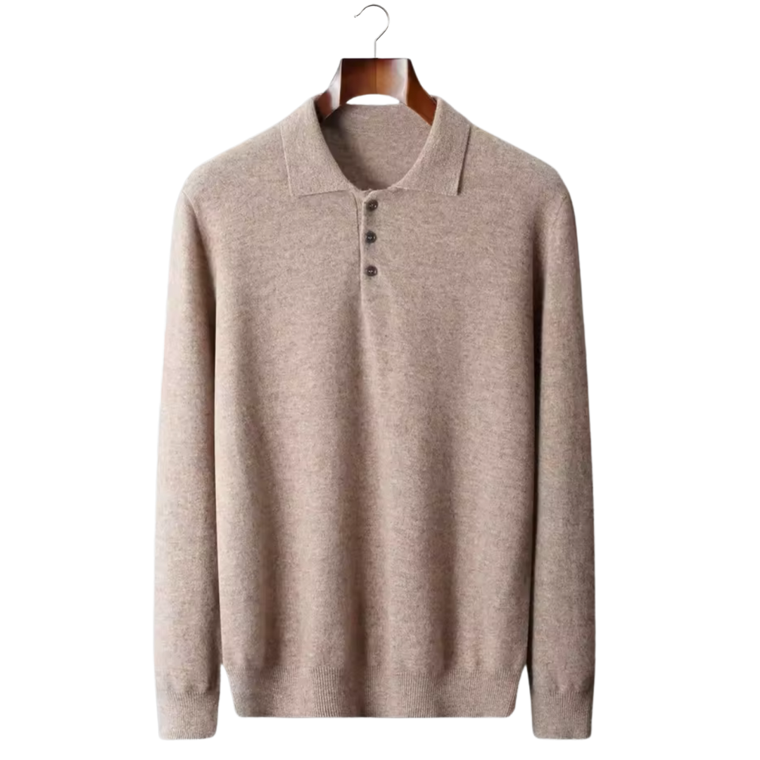 100% Cashmere Crewneck Polo Sweater