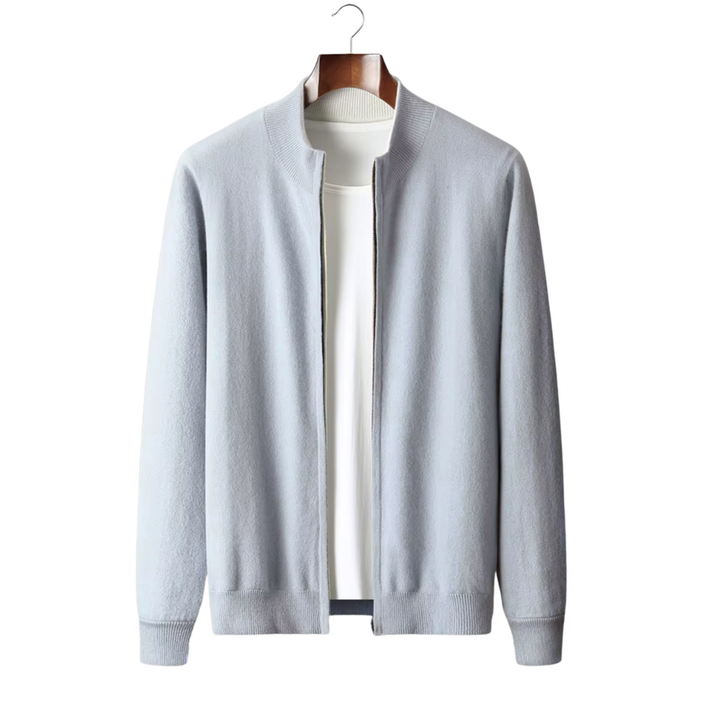 Fine Knit Wool Zip Cardigan