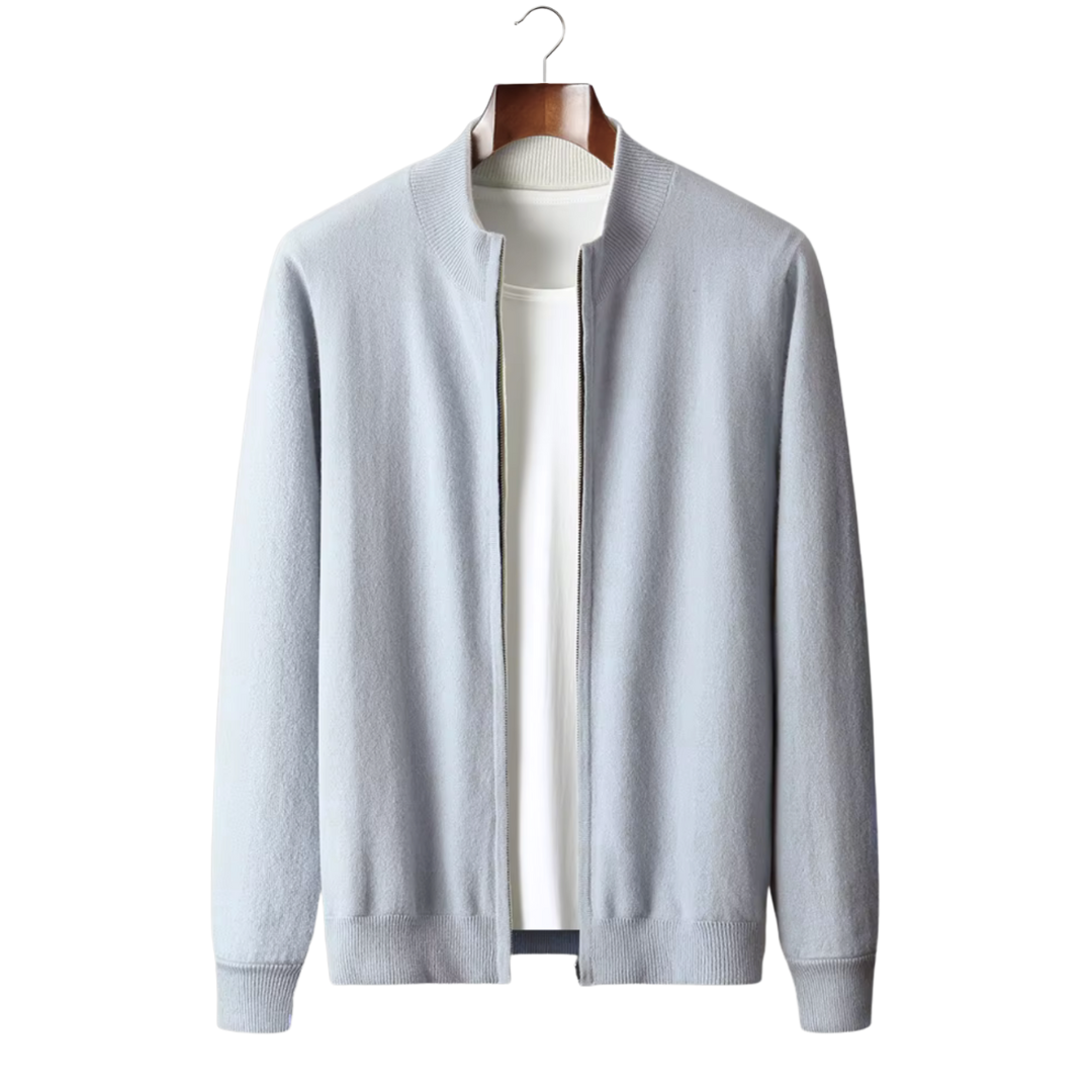 Fine Knit Wool Zip Cardigan