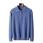Fine Knit Wool Half Zip Polo