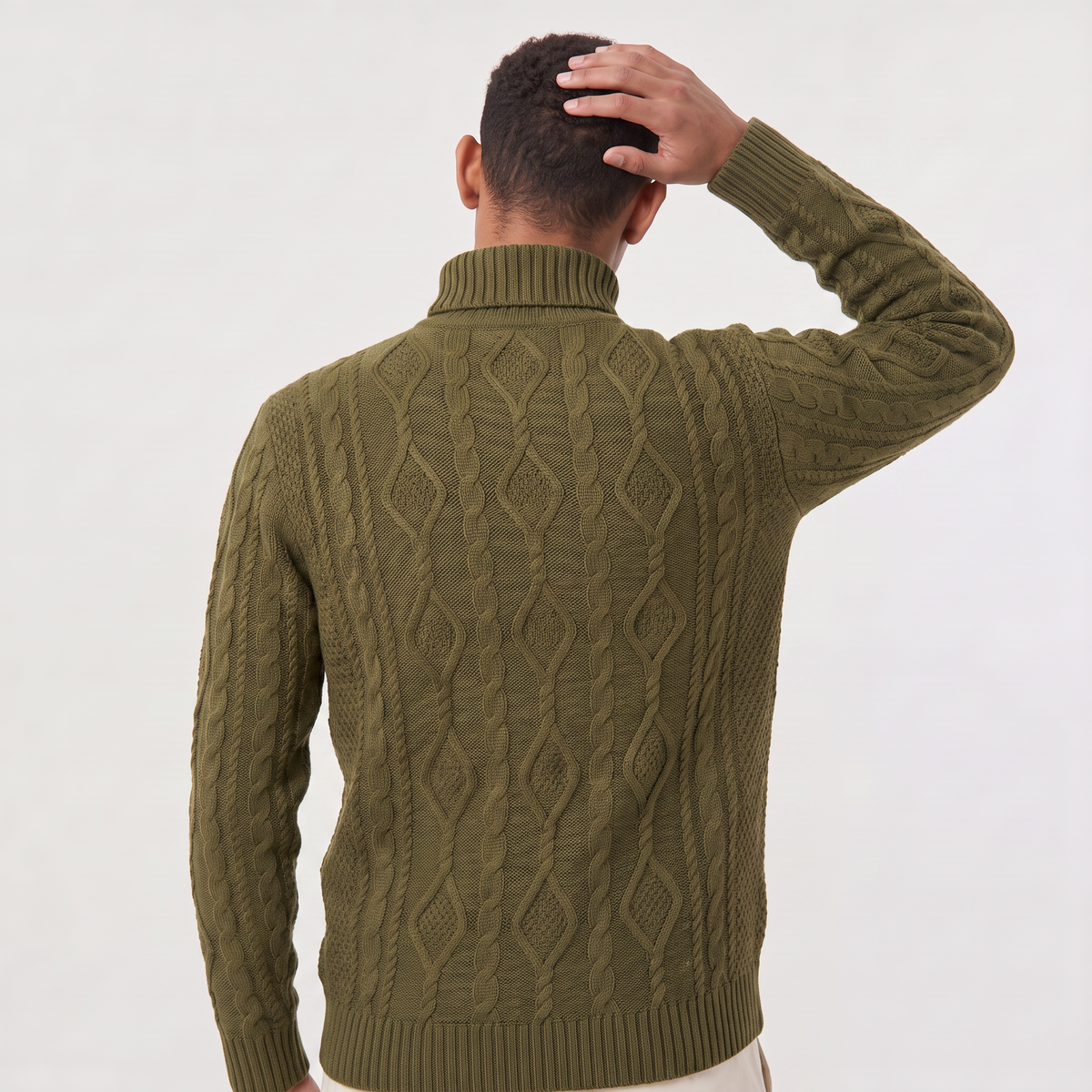 Men's Cable Knit Roll Neck Jumper