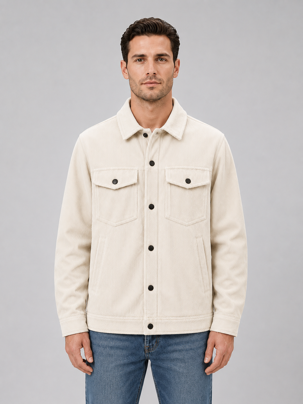 Men's Corduroy Button-Up Overshirt Jacket