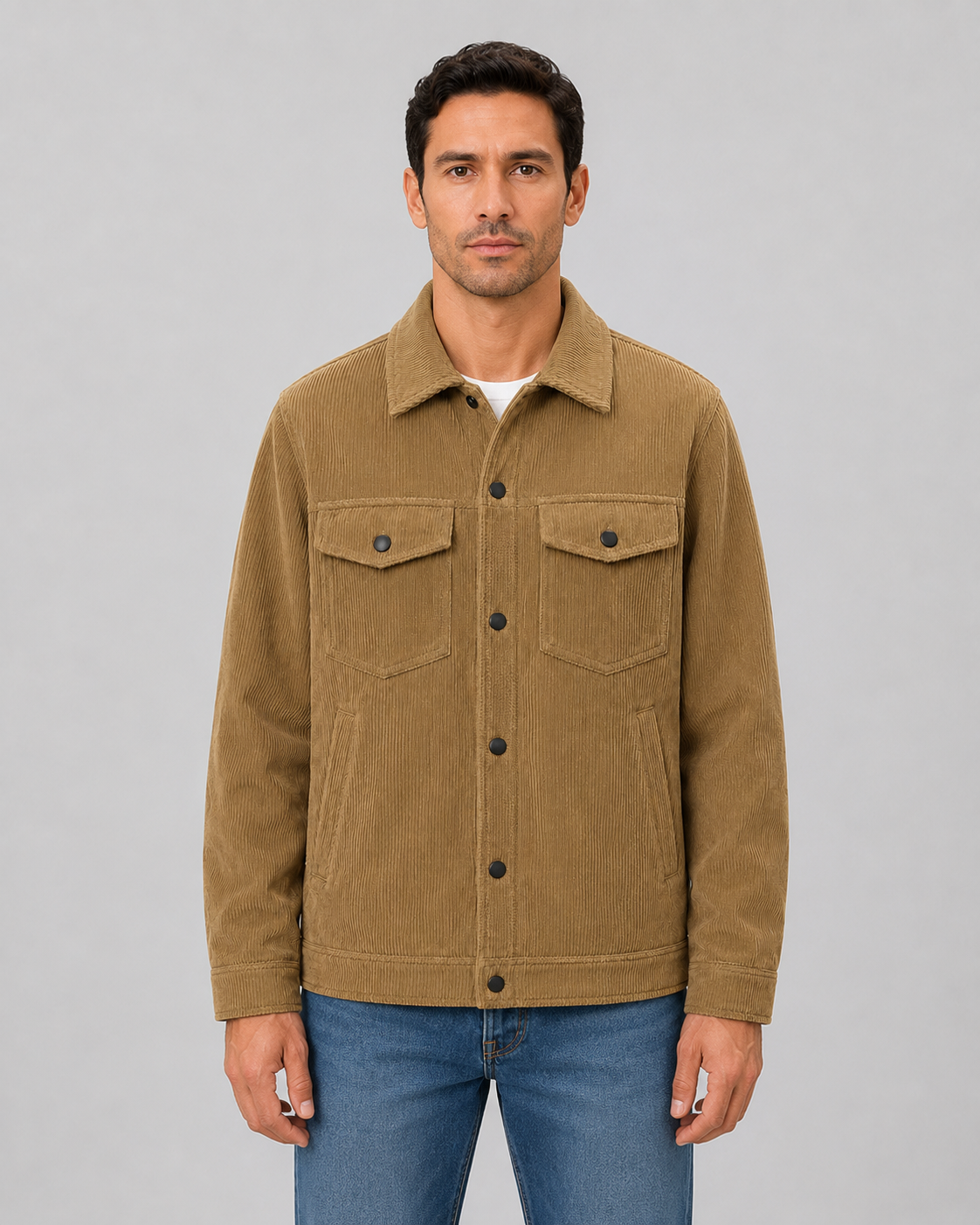 Men's Corduroy Overshirt with Button-Up Front