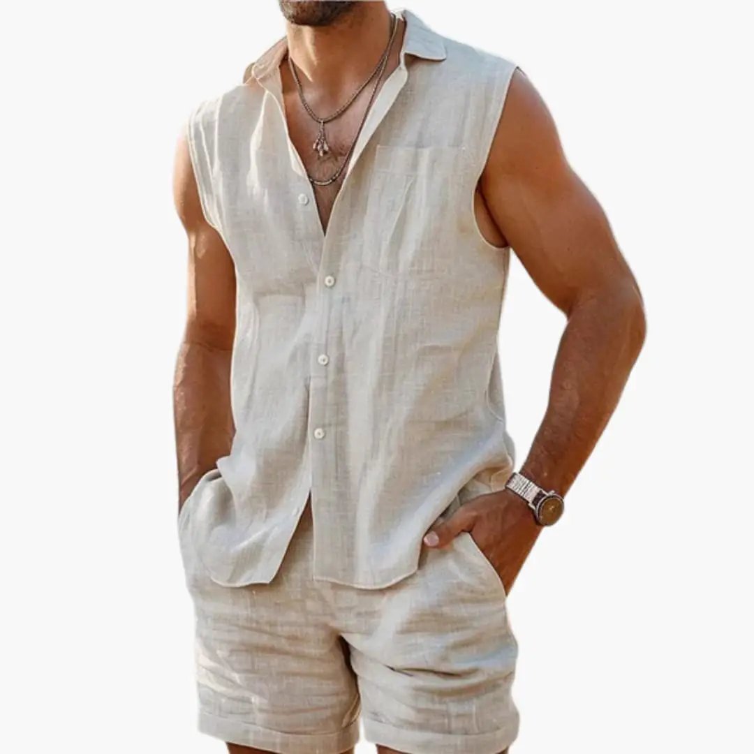 Men's Sleeveless Shirt & Shorts Co-Ord Set