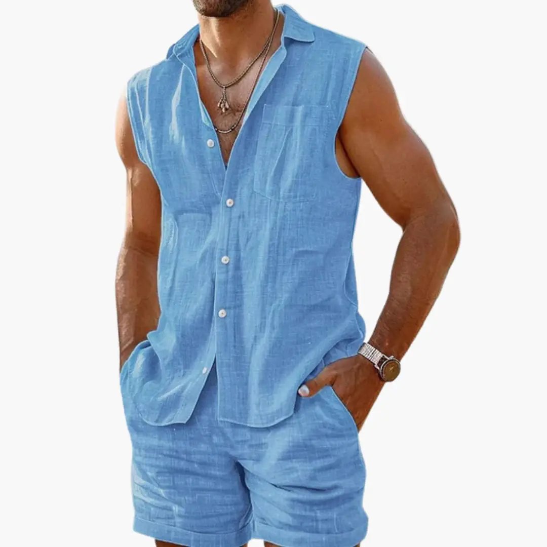 Men's Sleeveless Shirt & Shorts Co-Ord Set