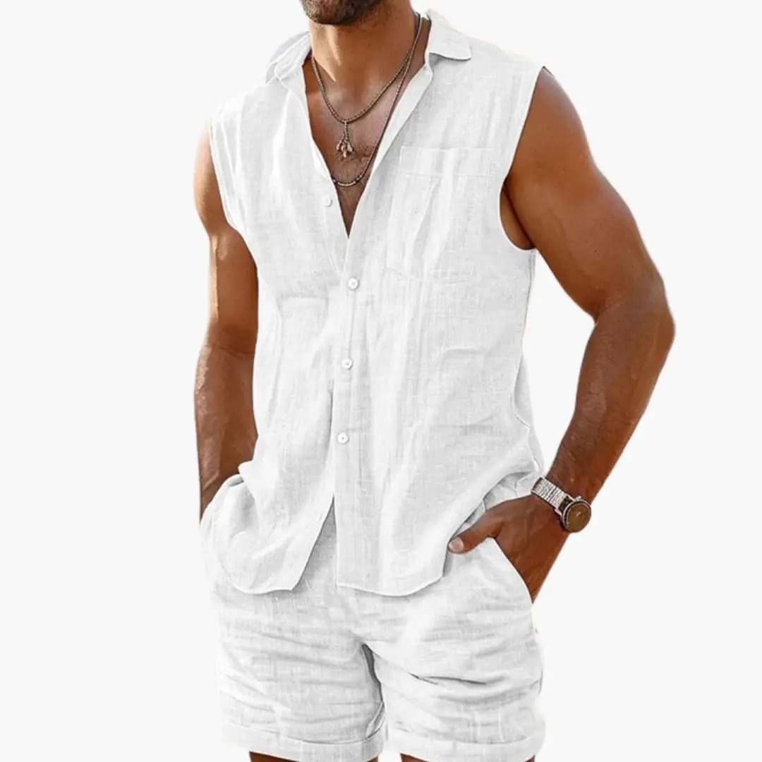 Men's Sleeveless Shirt & Shorts Co-Ord Set