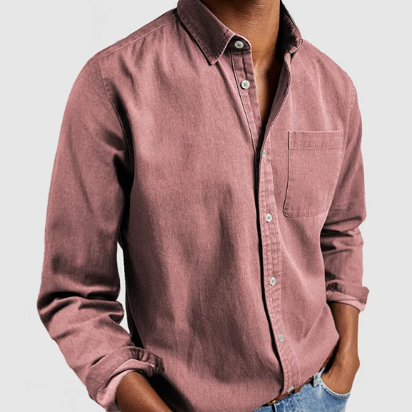Hudson Vale Heren Denim Overhemd - Navy Blauw