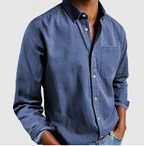 Hudson Vale Heren Denim Overhemd - Navy Blauw
