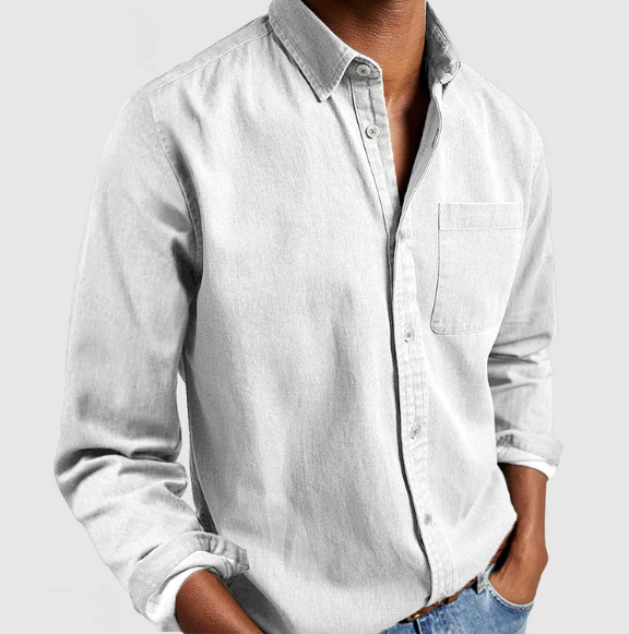 Hudson Vale Heren Denim Overhemd - Navy Blauw