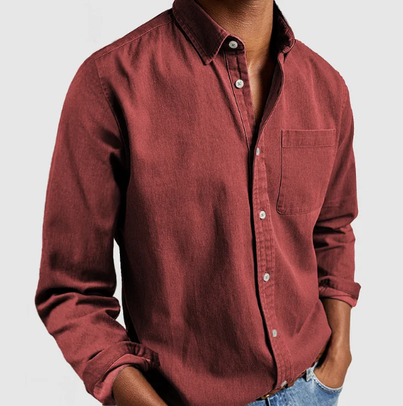 Hudson Vale Heren Denim Overhemd - Navy Blauw