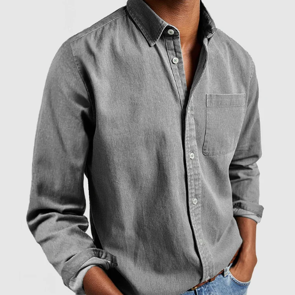 Hudson Vale Heren Denim Overhemd - Navy Blauw