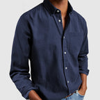 Hudson Vale Heren Denim Overhemd - Navy Blauw