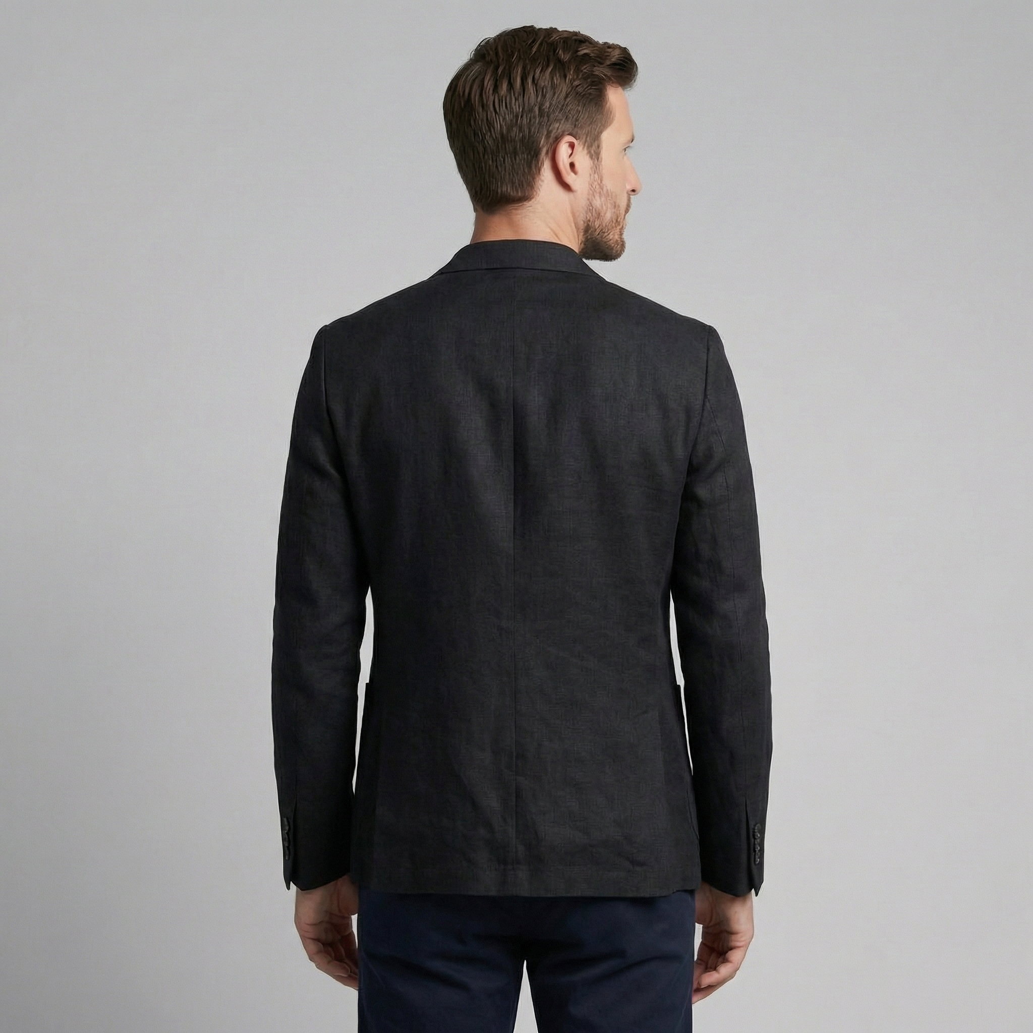 Men's Chambray Blue Linen Blazer Jacket