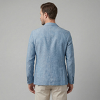 Men's Chambray Blue Linen Blazer Jacket