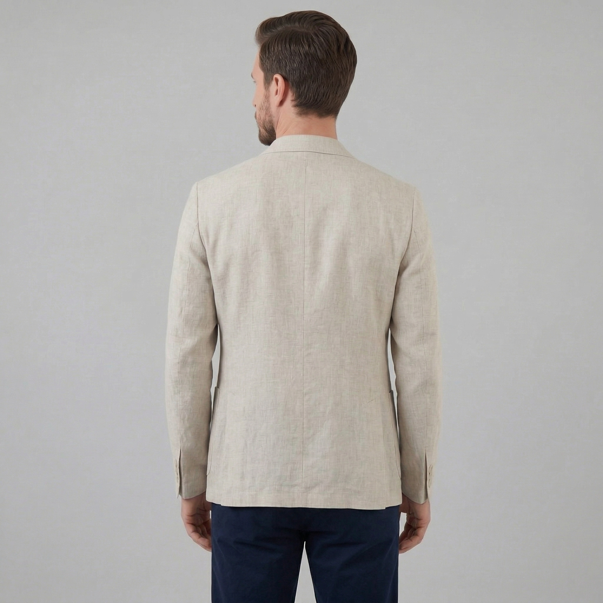 Men's Chambray Blue Linen Blazer Jacket