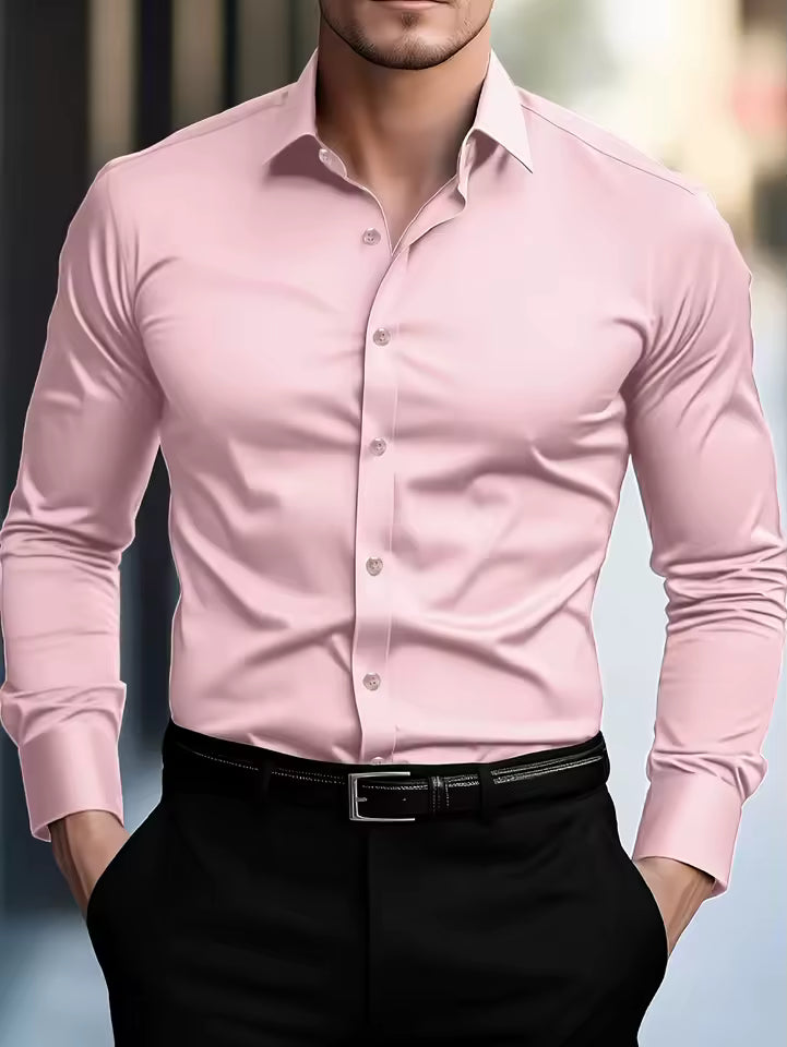 Men's Long Sleeve Elastic Fit Shirt