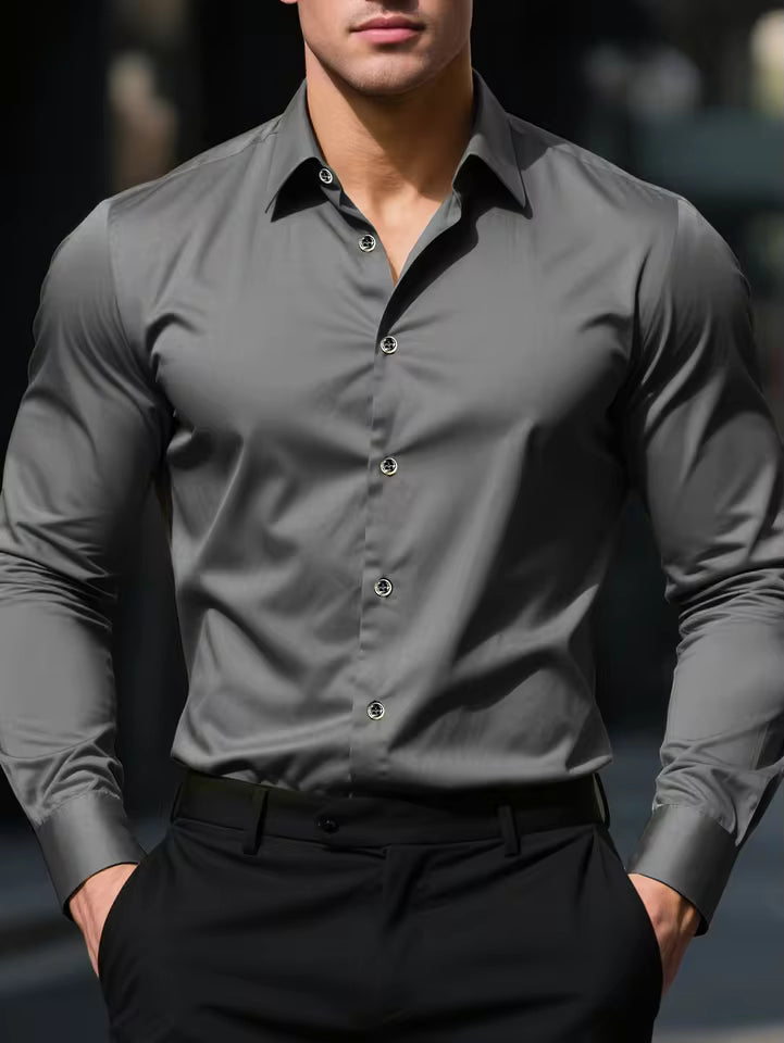 Men's Long Sleeve Elastic Fit Shirt