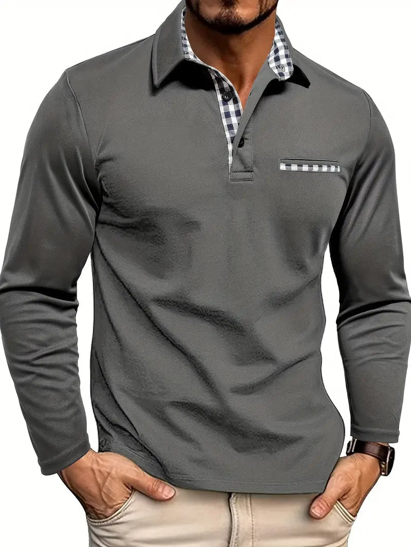 Men's Long Sleeve Polo Shirt - Stylish Golf Shirt for Men