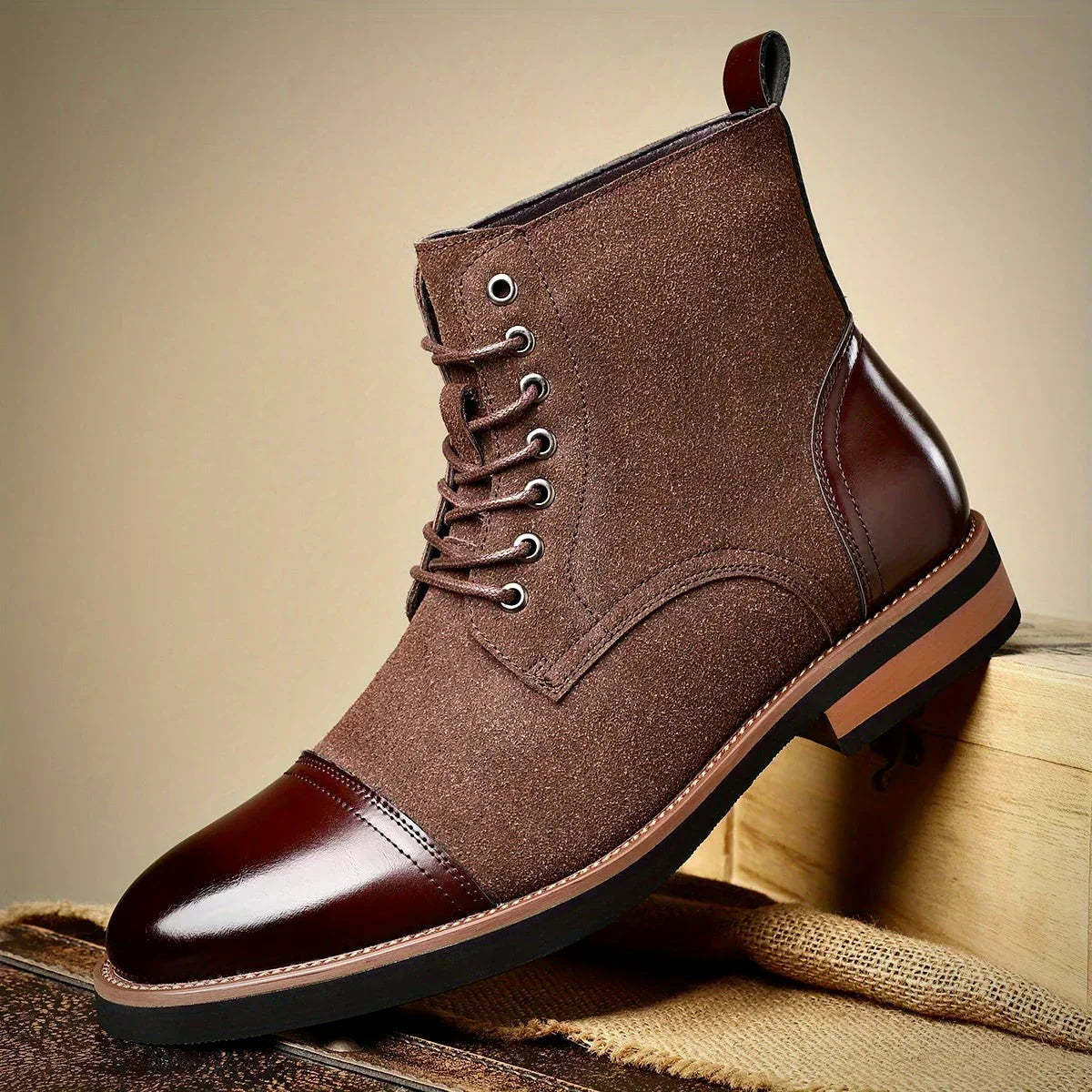 Men’s Two-Tone Leather Hybrid Dress Boots