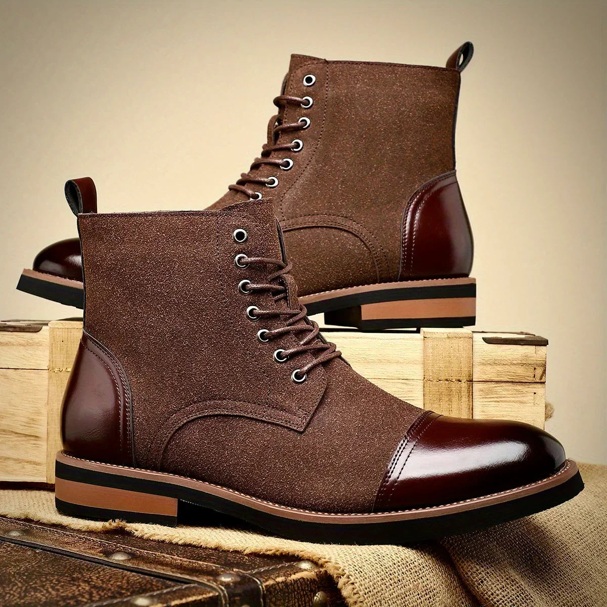 Men’s Two-Tone Leather Hybrid Dress Boots