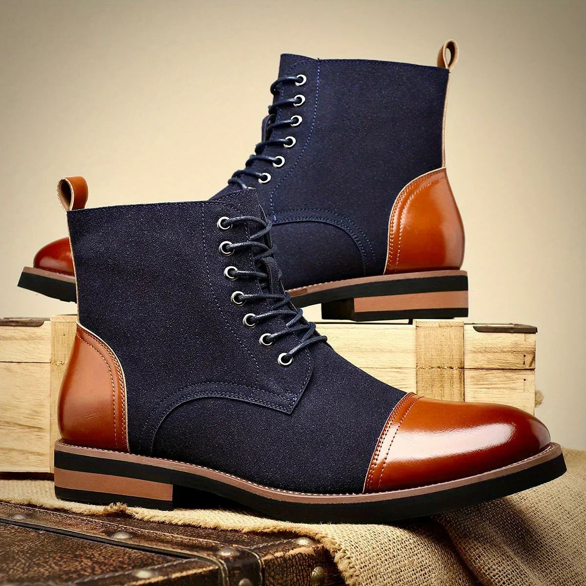 Men’s Two-Tone Leather Hybrid Dress Boots