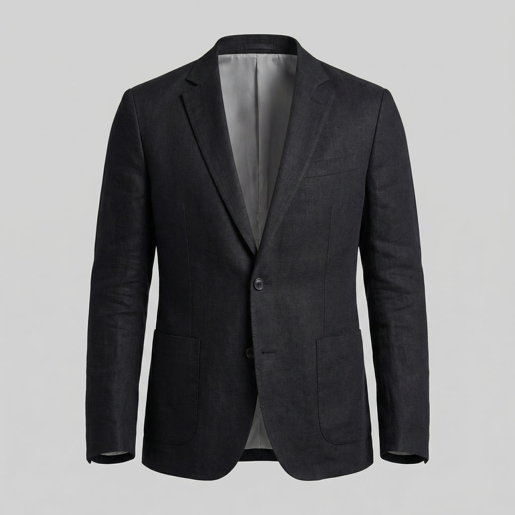 Men's Chambray Blue Linen Blazer Jacket