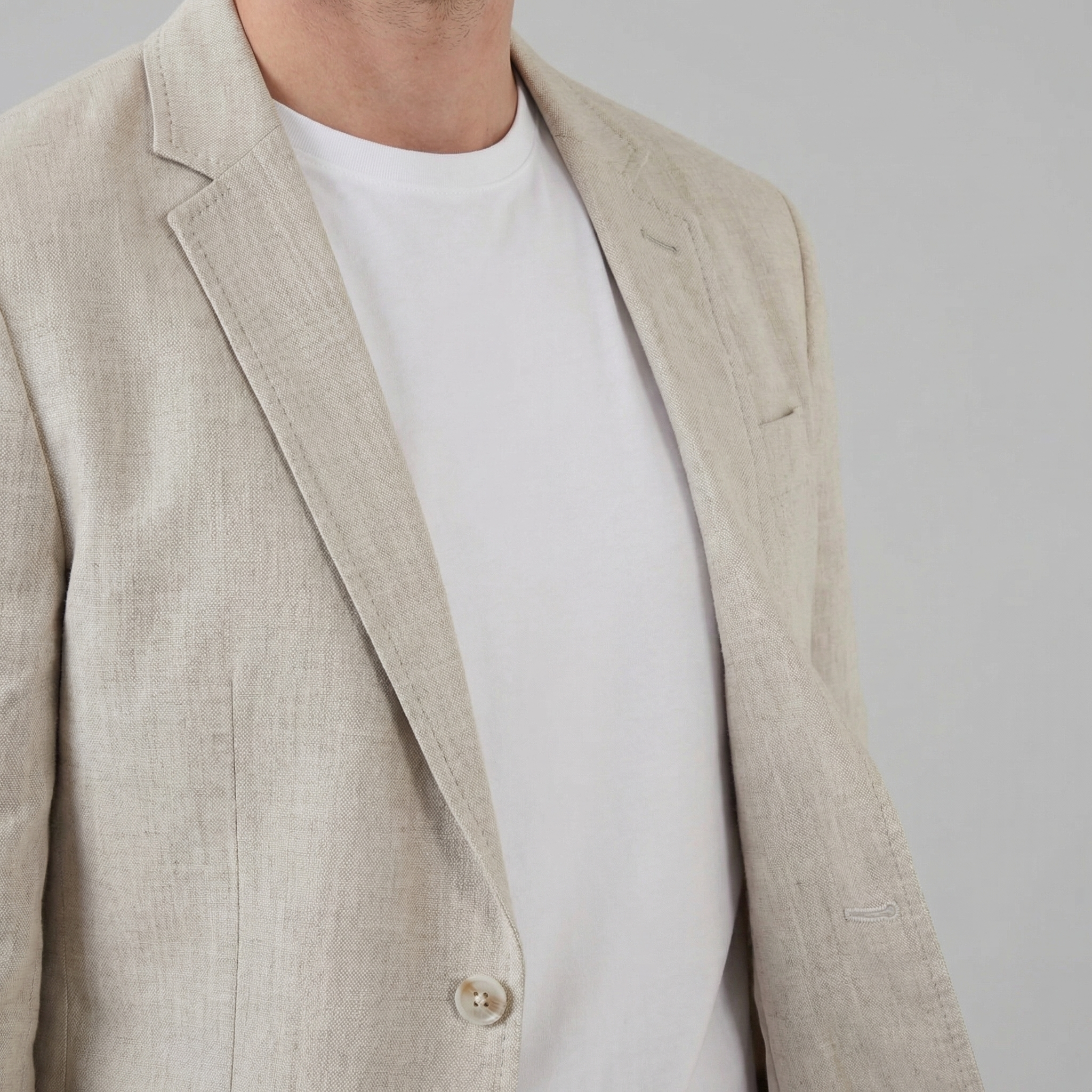 Men's Chambray Blue Linen Blazer Jacket