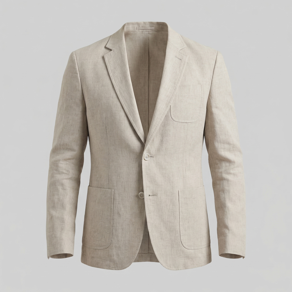 Men's Chambray Blue Linen Blazer Jacket
