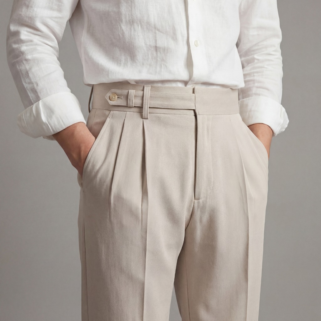 Men's High-Waisted Tailored Fit Trousers