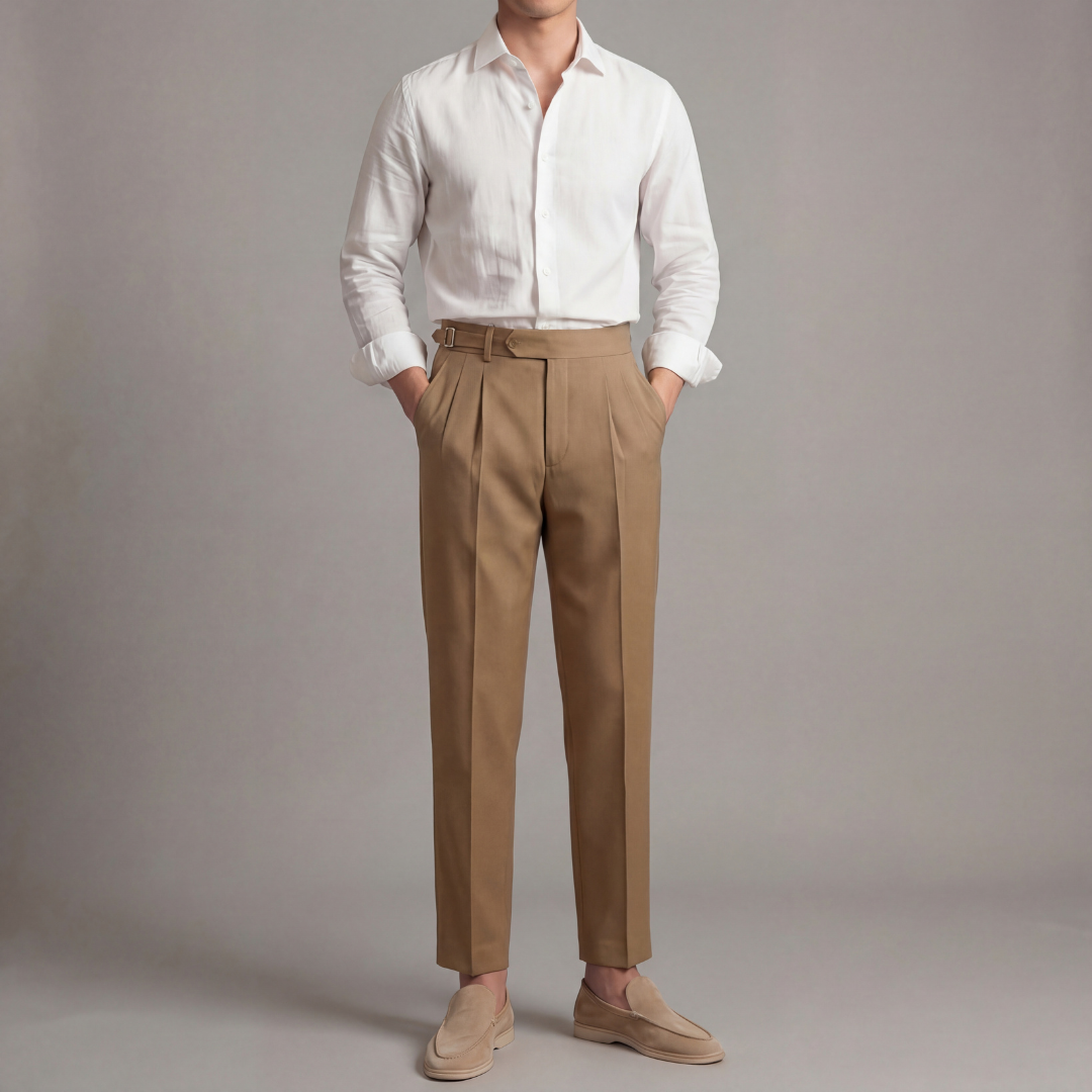 Men's High-Waisted Tailored Fit Trousers