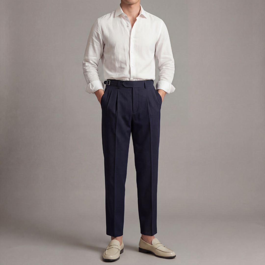 Men's High-Waisted Tailored Fit Trousers