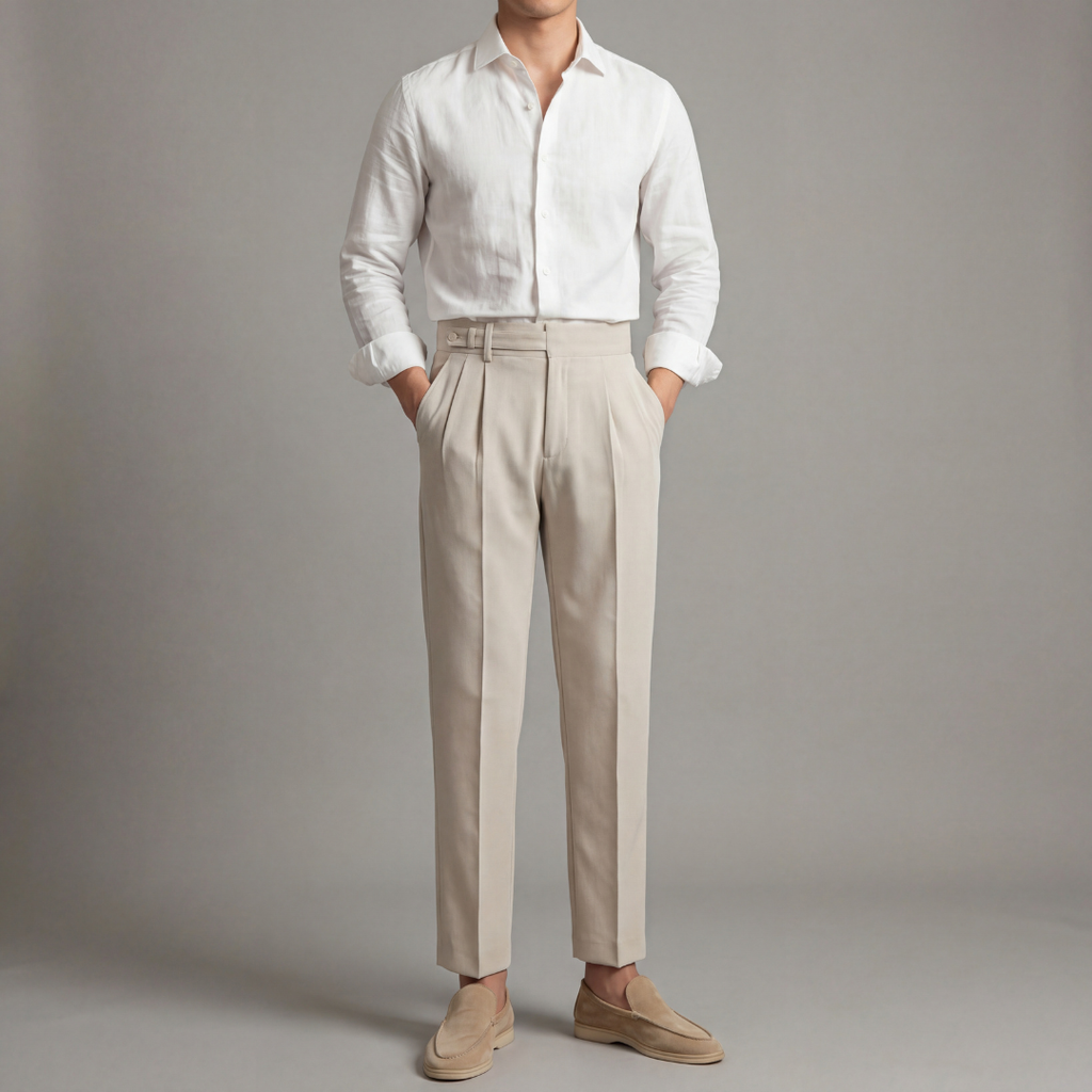 Men's High-Waisted Tailored Fit Trousers