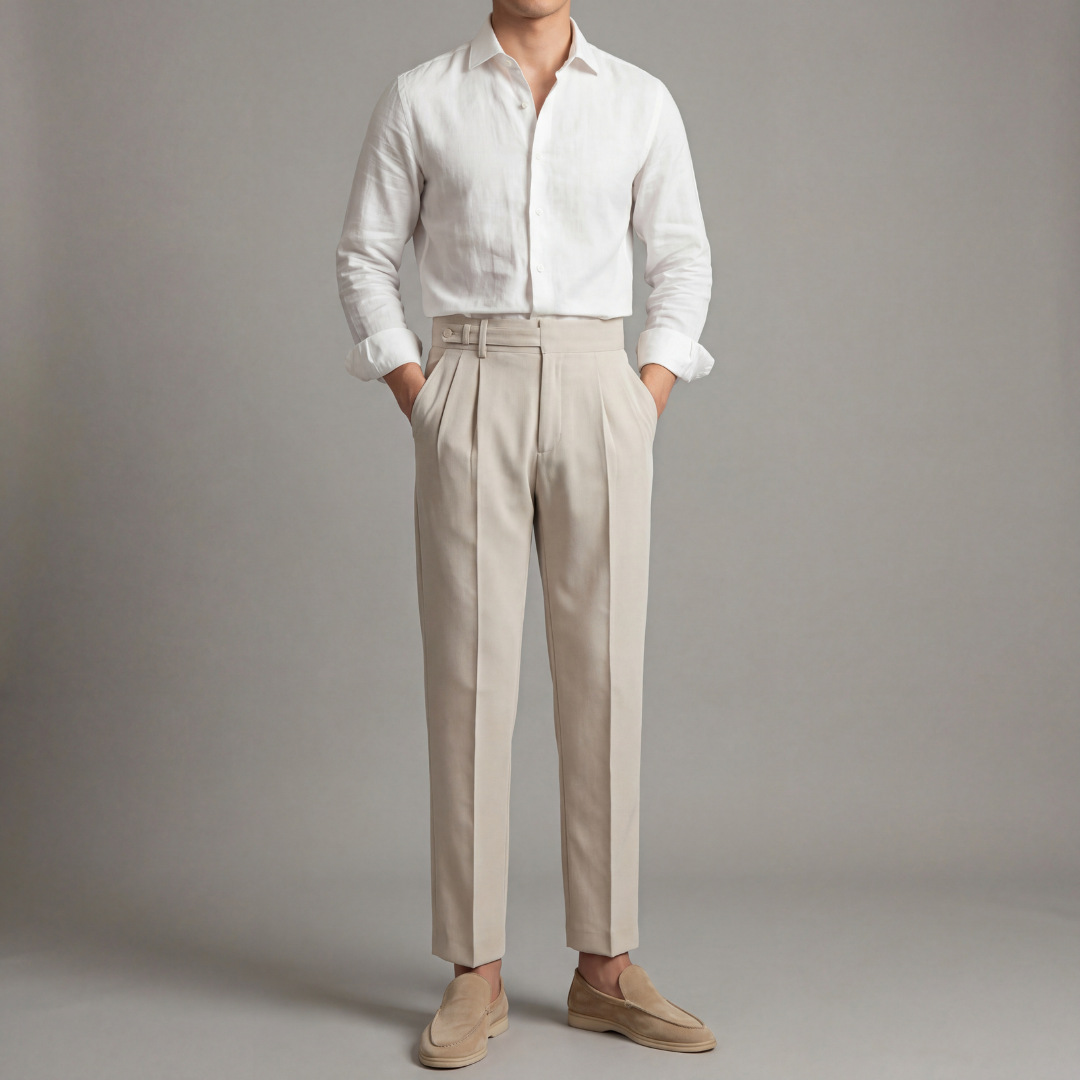 Men's High-Waisted Tailored Fit Trousers