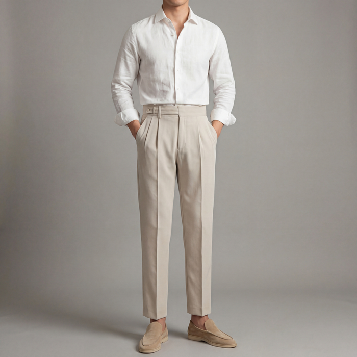 Men's High-Waisted Tailored Fit Trousers