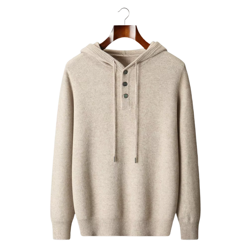 100% Cashmere Button-Up Hoodie